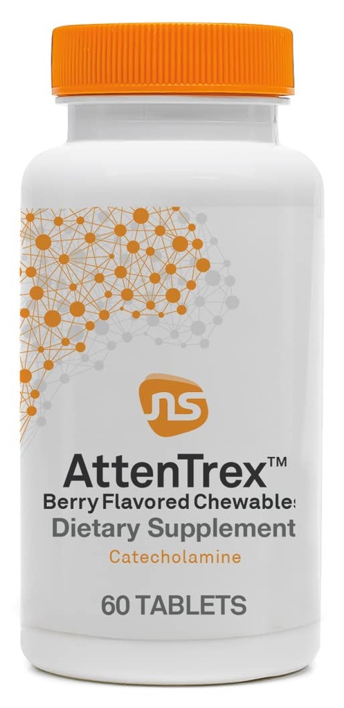 NeuroScience Brain Energy & Focus Supplement für Erwachsene, Jugendliche & Kinder - AttenTrex - Unterstützung Gehirn Gesundheit &amp; Optimale Aufmerksamkeit - Tackle Assignments & To-Do Lists - Berry Flavor (60 Chewable Tablets)