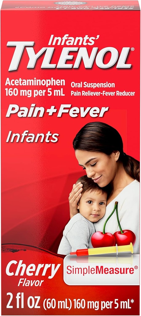 Medicina liquida del tilenolo dell'acetaminofene dei neonati, ciliegia, 2 fl. oz
