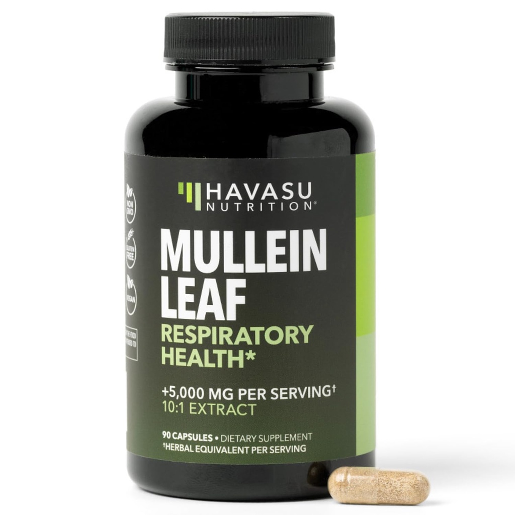Mullein Leaf Capsules pour la santé respiratoire - 5000mg Extrait 10:1 pour le soutien pulmonaire et la fonction immunitaire - 90 Compte - Végétaux, capsules non OGM - Supplément à base de plantes pour le mieux-être quotidien - Approvisionnement de 3 mois