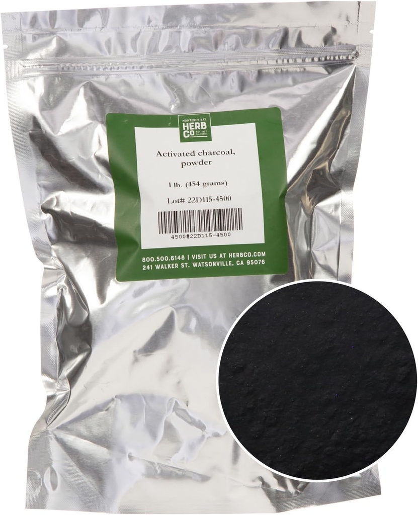 MONTEREY BAY HERB CO. Activated Charcoal Powder | Use for Body Care, Face Masks, Toothpaste (1lb)