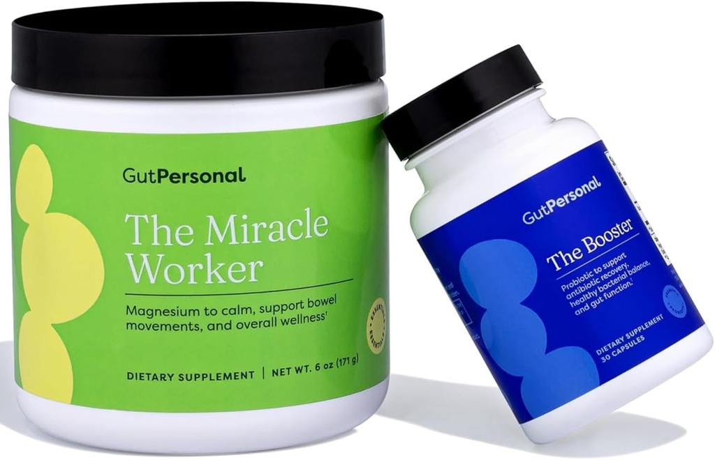 GutPersonal The Gut FixTM Bundle: il Miracle Worker Magnesium Powder Supplement, Strawberry Flavor, 30 Servings + The Booster Targeted Probiotic, Capsule, 60 Serve