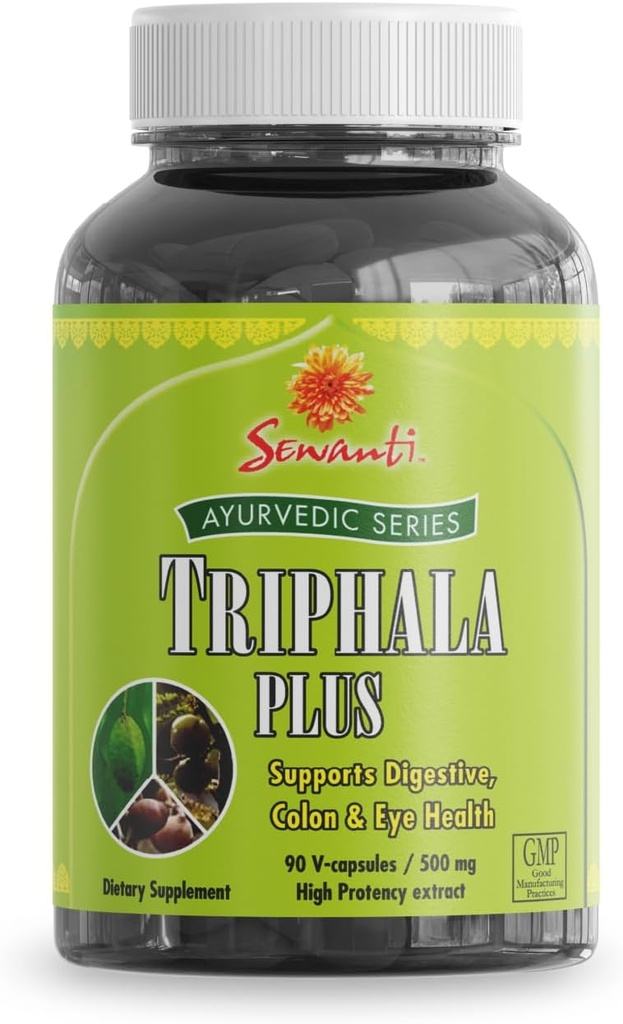 Sewanti Ayurvedic Triphala Kapseln - Kräuterformel für Verdauungsgesundheit - Amla, Bibhitaki, Haritaki - 90 V-Kapsule/ 500mg