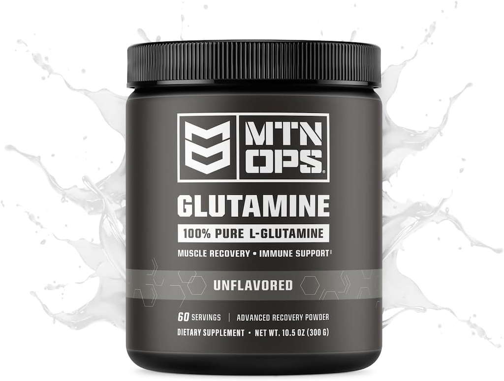 MTN OPS L-Glutamin-Pulver 60 Servierungen / 300g 100% reines L-Glutamin für Muskelrückgewinnung, ungeflammt + 5g pro Servierung