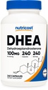 Nutricost DHEA 100mg, 240 Kapseln - Glutenfrei, Sojafrei, Non-GMO, Supplement
