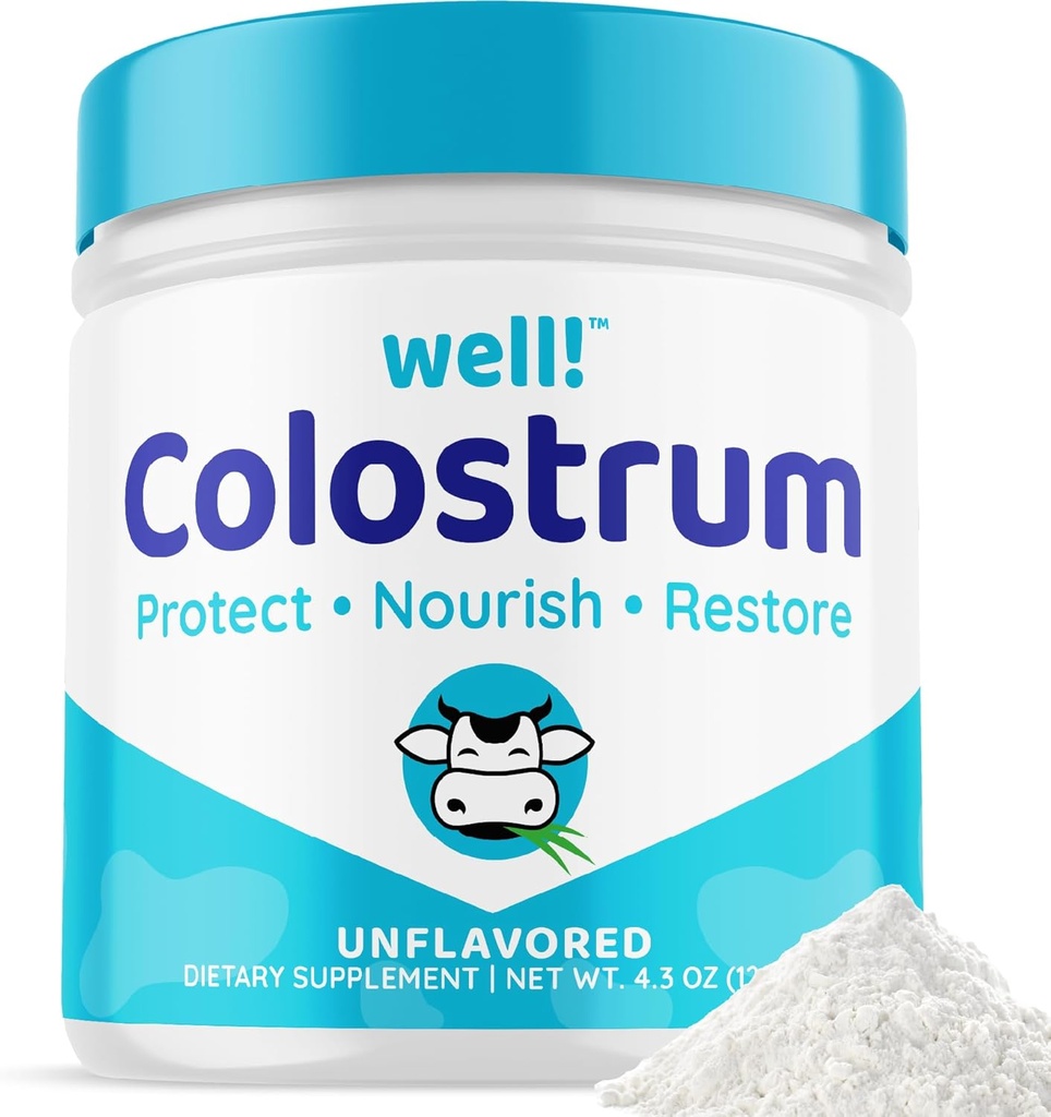Bene! Colostrum Supplemento per la salute del fegato, la crescita dei capelli, la bellezza e il supporto immunitario - Facile da miscelare erba-polvere del colostrum della gola - Antiossidanti - Alta IgG Plus ImmunoLin, non aromaed, 60 Servings