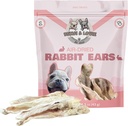 Le orecchie del coniglio intero di Benji & Louie con la pelliccia - Trattamenti di cani sani naturali o chews del cane, Ingrediente singolo, 1,5 oz, 4 a 6 conte