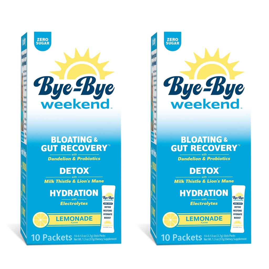 Detox Drink Mix w/Electrolytes - per Bloating, Recovery, Fatigue, Brain Fog - Probiotics, Lion’s Mane, Milk Thistle - Zero Sugar Lemonade - 20 Pack