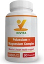 Invita Potassium Magnésium Complex 1000 MG pour le soutien des jambes et des muscles I (90 capsules) - Aspartate de potassium à absorption élevée avec oxyde d'aspartate de magnésium Glycinate Gluconate & Citate