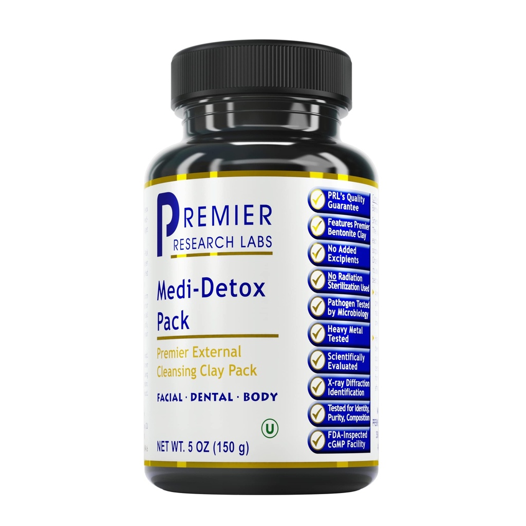 Premier Research Labs Medi-Dental Pack - Detoxifying Volcanic Clay - Dental & Body Cleansing - Mit Calcium Smectites Silica & Mineraloxide - 5 Unze