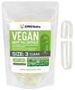 XPRS Nutra Größe 3 Leere Kapseln - 100 Count klare leere vegane Kapseln - Vegetarische Pillen - DIY Gemüse Kapsel Füllung - Veggie Pillen Caps
