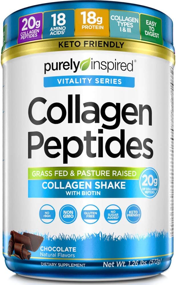 Rein inspirierte Collagen Peptide Pulver | Collagen Protein Ergänzungen für Frauen und Männer mit Biotin | Keto Friendly & Non-GMO | Schokolade, 1.26 lbs (23 Servierungen)