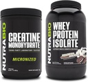 NutraBio Créatine monohydratée, non aromatisée, Isolée de protéines de 500g et de lactosérum, Rêve de biscuits à la crème glacée, supplément - énergie musculaire, croissance musculaire maigre, récupération et force