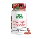FeelGood Superfoods Vita Fruits and Veggies Capsules - 25 Superfood Ingredienti, Frutta e Verdura Multivitamina, 60 Conte - Per uomini e donne - Vitamine A, C, D, E, B e Zinc