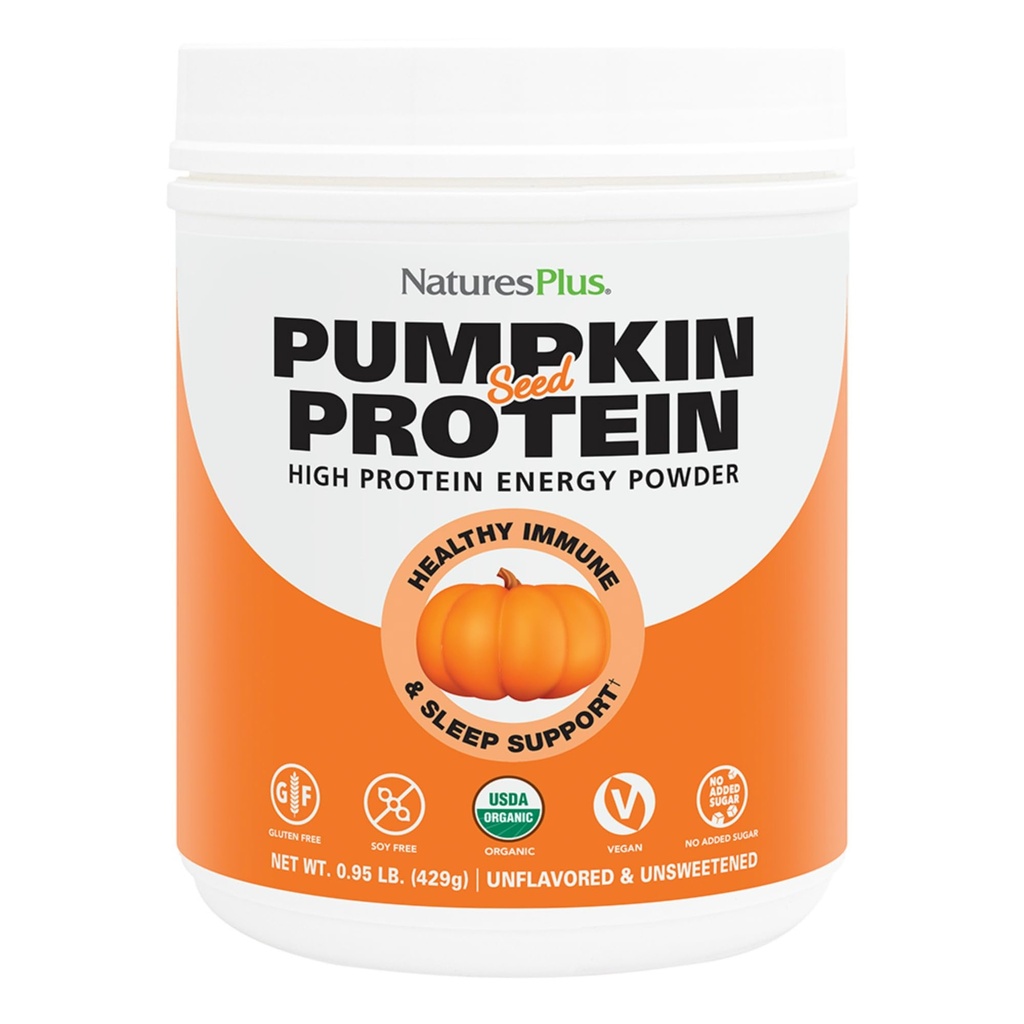 NaturesPlus Organic Pumpkin Seed Protein - .95 lbs Vegan Protein Powder - High Energy Protein Supplement, Fördert Prostata Gesundheit, Beruhigt Menstrual Discomfort - Vegetarisch, Glutenfrei - 15 Servietten