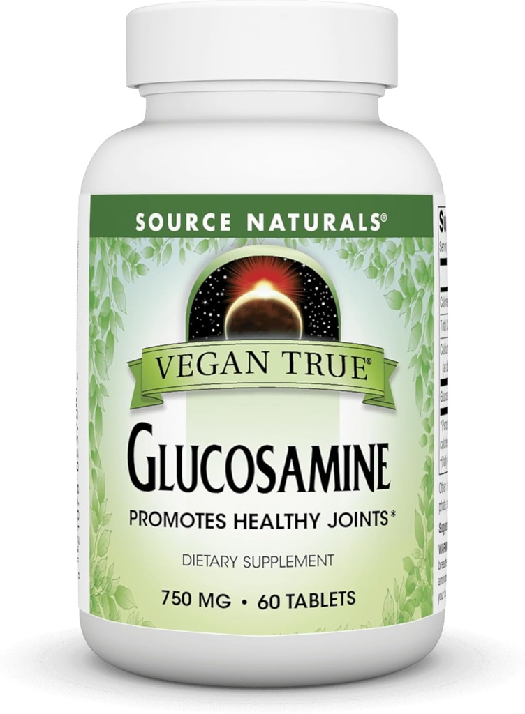 Source Naturals Vegan True Glucosamine, favorise la santé des articulations*, 750 mg - 60 comprimés