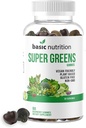 SuperGreens Blended Gummis mit essentiellen Vitaminen | Natürliche Himbeere Geschmack | Unterstützt Verdauungs-, Leber- und Immunfunktionen | Non-GMO Pflanzen-Based, Vegan, Gluten-Free & Gelatin Free