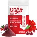 Supporto per la pressione sanguigna 120LIFE, miscela naturale della bevanda della radice della barbabietola con polvere di melograno, supplemento di mirtillo, ciliegia di tart, isbisco e magnesio (28 porzioni) - senza glutine, vegan