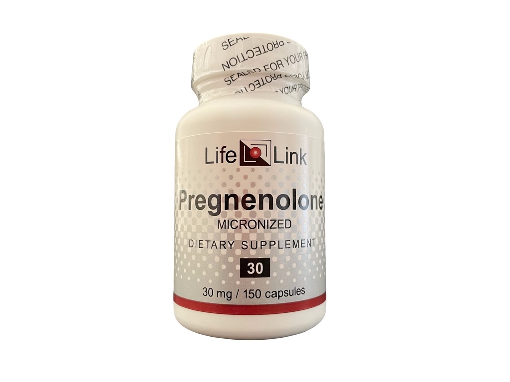 LifeLink Pregnénolone $ 30mg x 150 Capsules $ Immune System Support, Anti-Age, Mémoire, Cognition $ Sans gluten et non-OGM $ Fabriqué aux États-Unis
