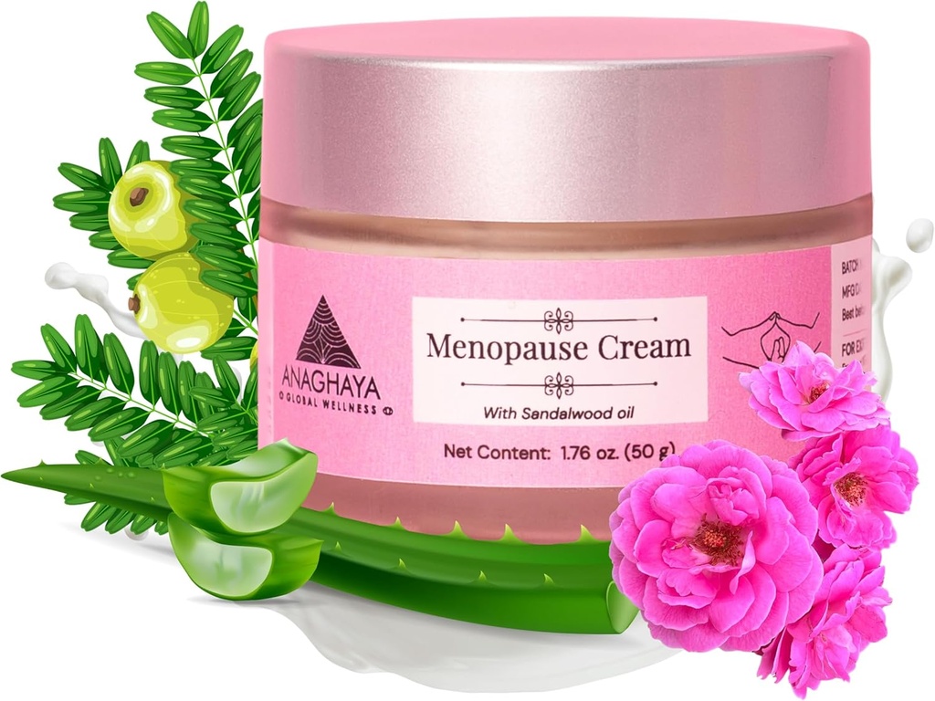 Crème de ménopause pour les femmes avec huile de bois de santal et eau de rose pure.
