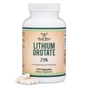 Lithium Orotate 5mg di litio elementare per la cognizione e la salute del cervello, 210 capsule (Third Party Tested, Vegan Safe, Non-OGM) da doppi integratori di legno
