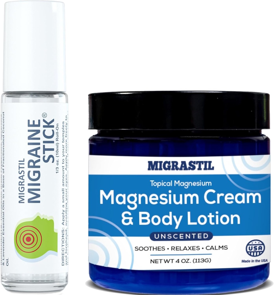 Migrastil Migraine Stick® und topische Magnesiumcreme & Body Lotion Bundle