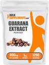 BulkSupplements.com Guarana Extract Powder - Natürliche Koffeinergänzung, aus Guarana Seed, Guarana Powder - Glutenfrei, 800mg pro Servierung, 1kg (2.2 lbs) (Pack von 1)
