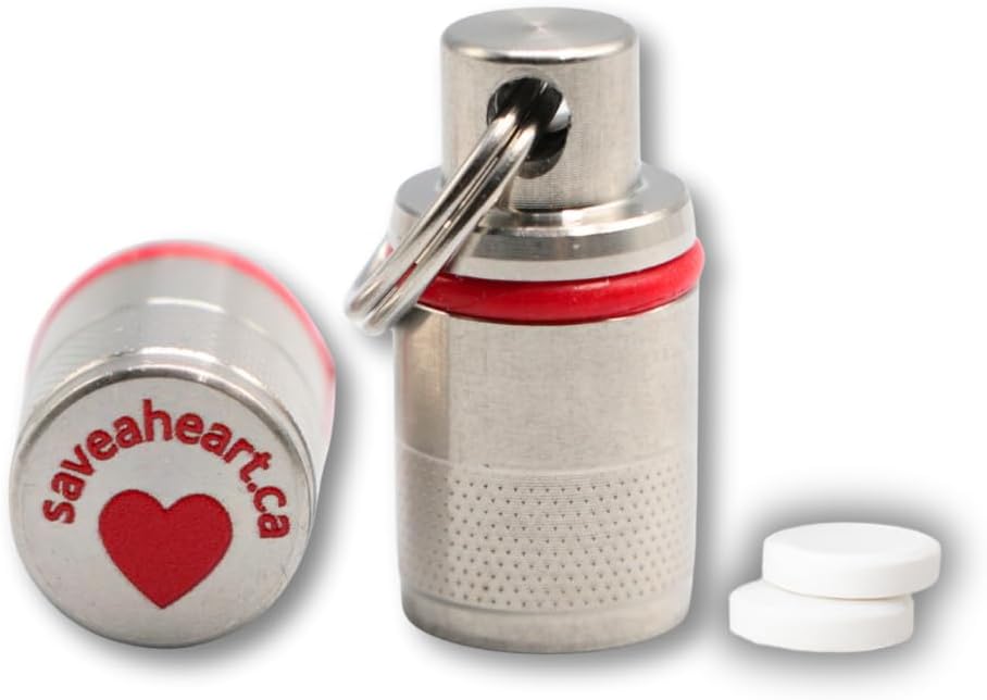 Pille Case Keychain - Kleine wasserdichte Behälter für Aspirin Tablets - Medizinische Klasse Edelstahl Pille Fob - Tragbare Notfallmedizin Halter (2-Pack)