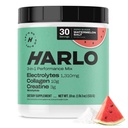 Harlo - Acquamelon Salt Electrolyte Drink Mix w/Bovine Collagen & Creatina - Polvere di monoidrato di creatina - Polvere di bevanda di energia - Polvere di pre allenamento - Bevande di energia senza zucchero - Ripristino dell'allenamento