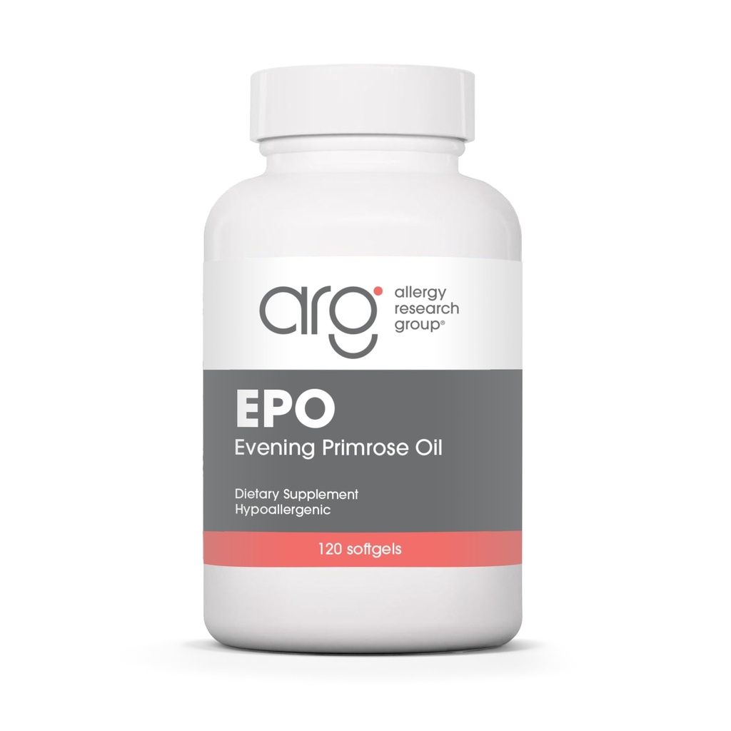 Gruppo di ricerca allergia EPO - Olio di Primrose serale per uomini e donne, per occhi secchi, Omega-6, GLA Gamma-acido linolenico, 500 mg Supplemento - 120 Conte
