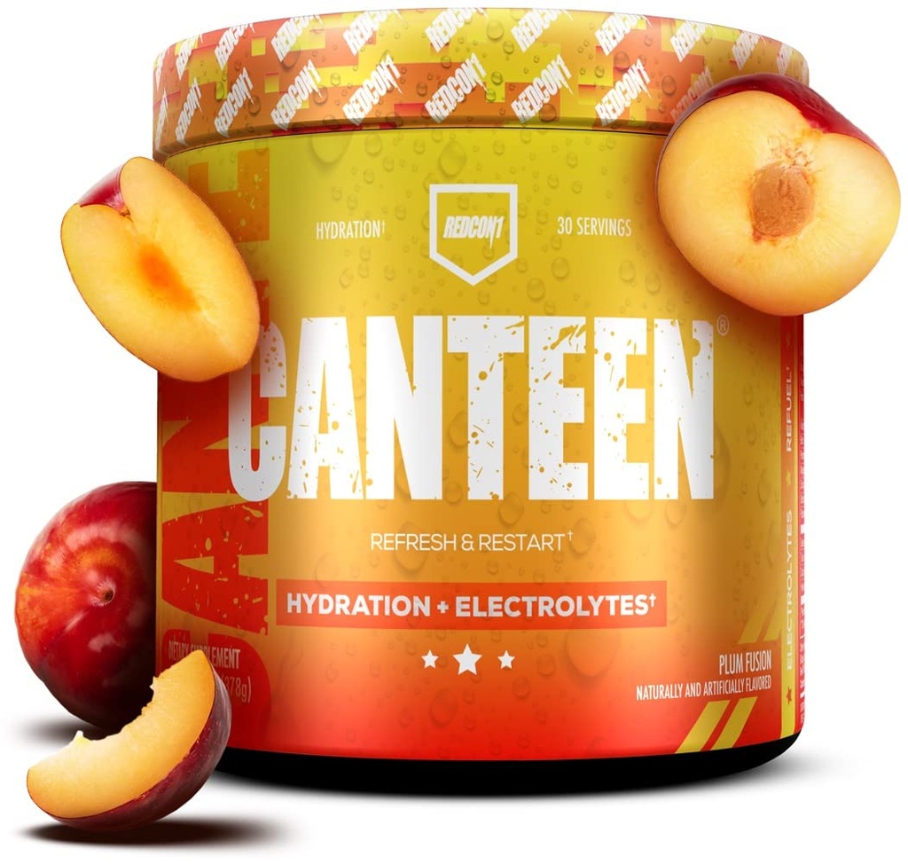 REDCON1 Idratazione di mensa + elettroliti, Fusione di Plum - Polvere di bevanda elettrolita con vitamine B + minerali per il recupero - Polvere di acqua di cocco & acido ialuronico per l'idratazione (30 porzioni)