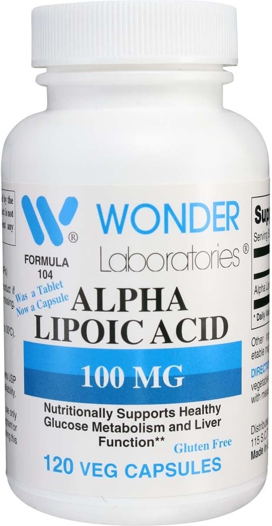 Wonder Labs Alpha Lipoic Acid 100 mg, 120 Veg Capsules