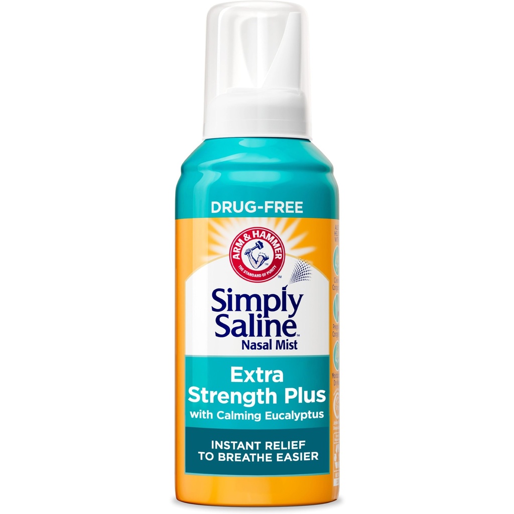 Braccio & Martello Semplicemente Saline Extra Forza Plus Eucalyptus Nasal Mist per Severe Congestione, 4.6 oz