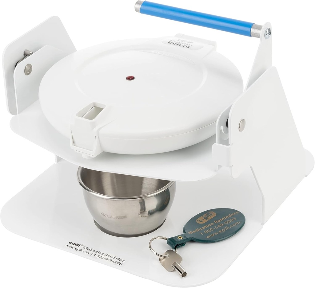 e-Pill MedTime Station – Gesperrter automatischer Pillenspender mit Tipper Base - White Lid