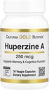 Huperzine A von California Gold Nutrition - Unterstützung für Memory & Cognitive Function - Fördert gesunde Acetylcholin Levels - Vegan Friendly - Glutenfrei, Non-GMO - 250 mcg - 30 Veggie Kapseln
