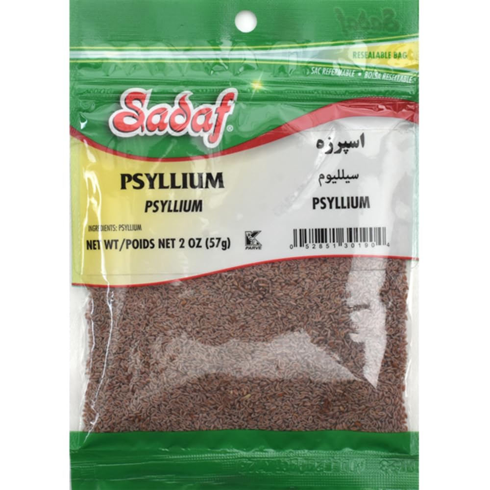 Graines de Psyllium de Sadaf - Esparzeh - Graines de Psyllium pour la cuisine - Ajoutez un boost aux smoothies et plats - Cuisine du Moyen-Orient - Kosher & Végétarien - 2 oz Sac refermable