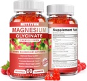 Magnesio Glycinate Gummies 600mg, Alto assorbimento Magnesio Supplemento di magnesio per gli adulti, incluso 200 mg Magnesio L-Threonate, Magnesio Supporto Qualità del sonno, Rilassamento, Stress Relief Pack di 1