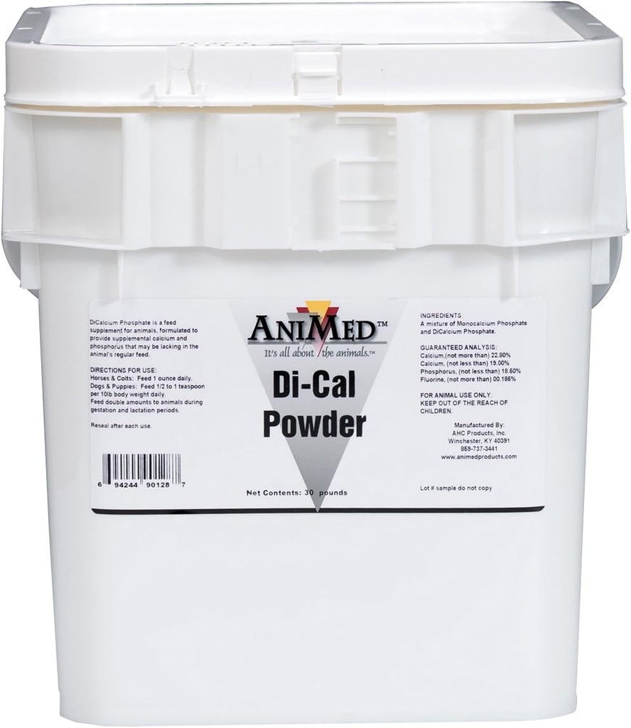 AniMed Di-Cal poudre supplémentaire de calcium et de phosphore pour chevaux, 30-Pound