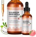Graviola Soursop Blatt Extrakt Flüssigkeit - Soursop Bitters Flüssigkeit, Immununterstützung, Relax, Leber und Schlaf, Zucker & Alkoholfreie, hochabsorbierbare Formel, weiße Pfirsichflamme, 2 Fl Oz