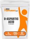 BulkSupplements.com D-Aspartic Acid Powder - D-Aspartic Acid Supplement per gli uomini, Aminoacido non aromatizzato - Pure & Gluten Free, 3g per porzione, 250g (8.8 oz) (Pack of 1)