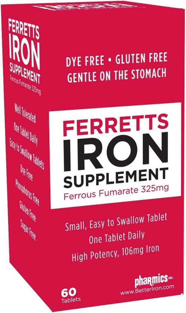 Compresse Ferro da stiro Supplemento (325 mg Fumarato Ferroso) (Pacchetto di 3)