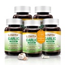 Lovita Odorless Capsules d'ail, 5000mg équivalent d'ail frais, extrait d'allicine 1,25%, soutient le cœur, la pression artérielle, le cholestérol et le système immunitaire, non-OGM, sans gluten, 300 capsules végétaliennes
