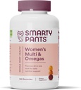 Gommies multivitamines pour femmes SmartyPants : Huile de poisson Omega 3 (EPA/DHA), Méthylfolate, CoQ10, Vitamine D3, C, Vitamine B12, B6, A, K & Zinc, Inositol, Sans gluten, 120 Compte (20 jours)