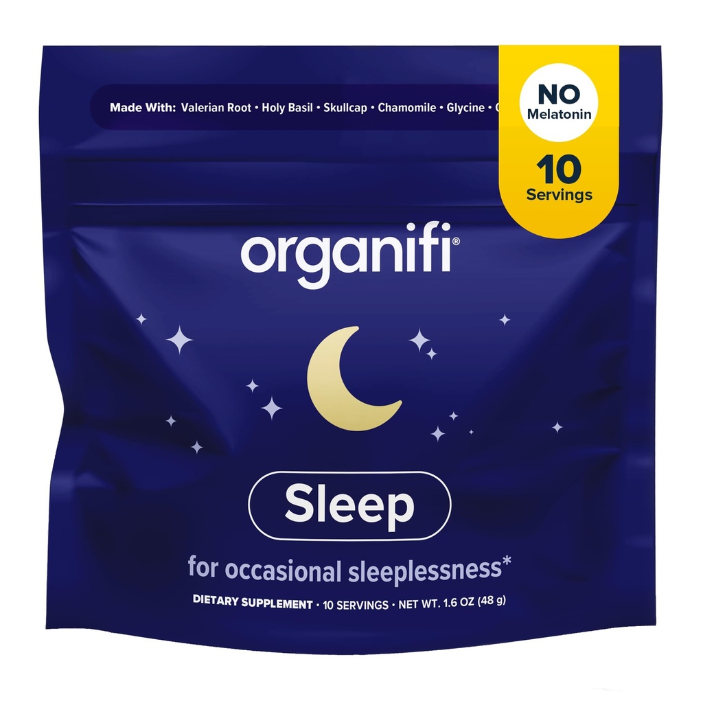 Organifi Sleep - Schlafunterstützung mit Valerian Root, Lavender, GABA und L-theanine - No Melatonin - Beruhigend und entspannend Nachtgetränk - No Gluten, Dairy oder Soy