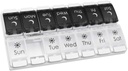 EZY DOSE Pulsante di spinta (7-giorno) Caso di pillola, Medicina Planner, Vitamin Organizer, 2 volte al giorno AM/PM, vassoi rimovibili, grandi scomparti, Artrite Friendly, Primavera aperto nero e bianco coperchi, BPA Free