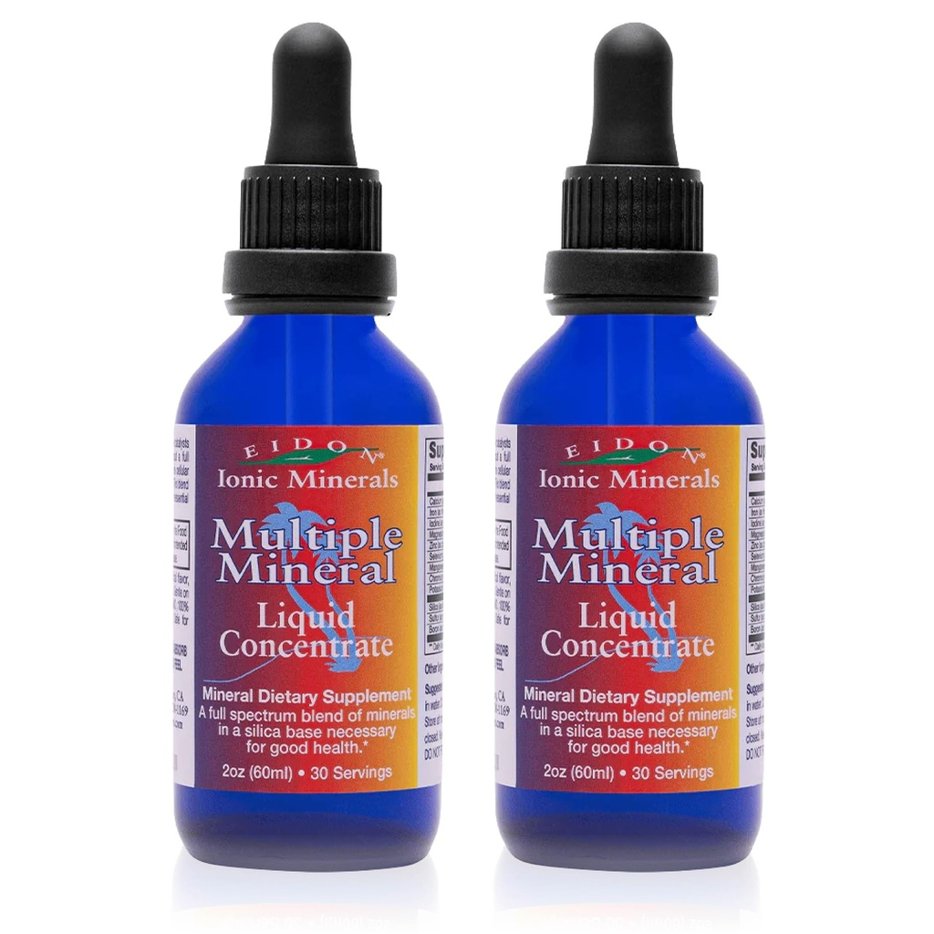Eidon Multiple Minerals Supplement - Ionic Trace Mineral Tropfen für Wasser, natürliche flüssige Vitamine zur Unterstützung von Herzgesundheit und Hydration, keine Konservierungsstoffe - 2 oz, 2 Pack