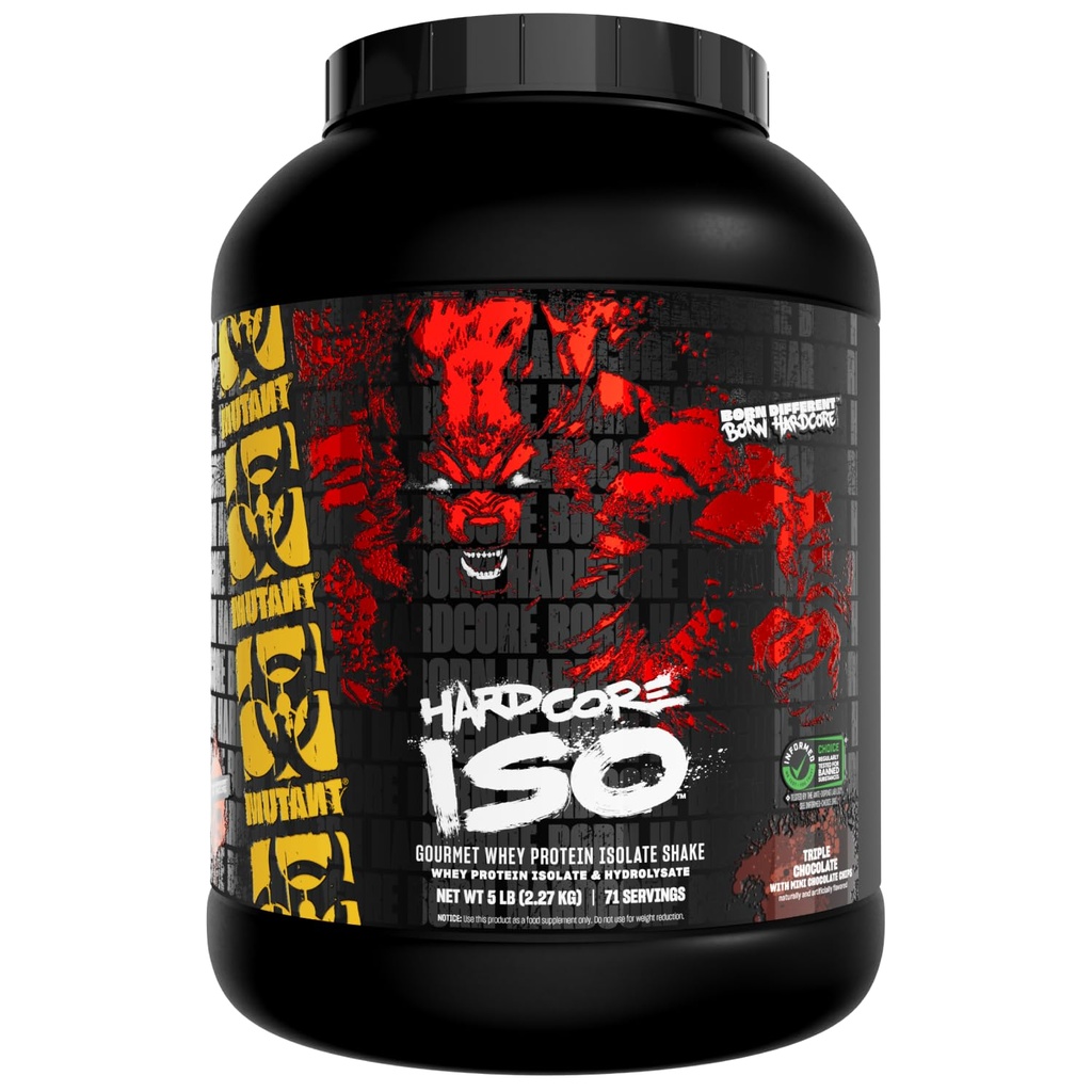 Mutant ISO Surge Whey Protein Isolate Powder agisce rapidamente per aiutare a recuperare, costruire il muscolo, la massa e la forza, 5 lb - Triple Chocolate