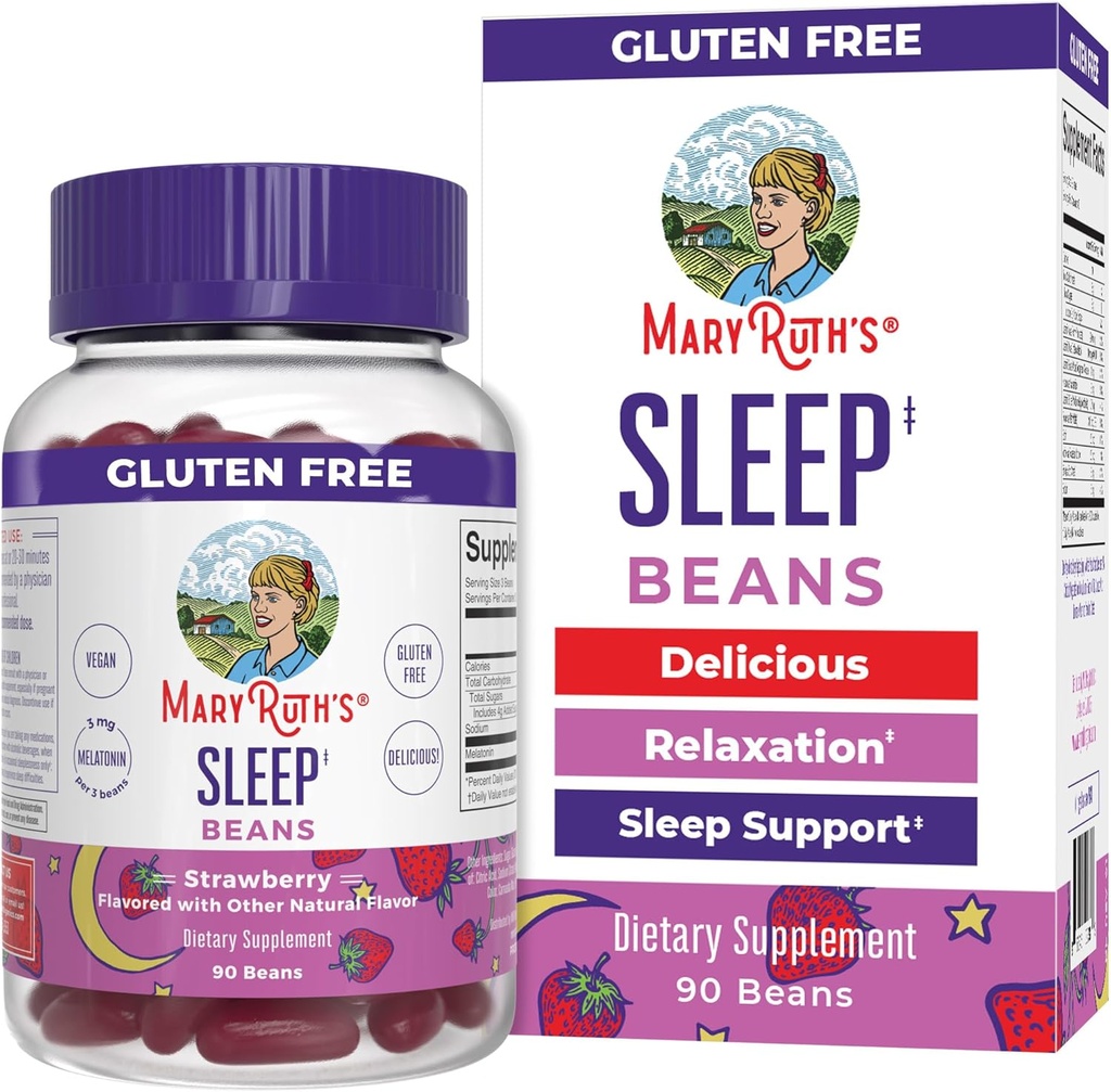 MaryRuth Organics Melatonin Vita-Beans for Adults | Relax & Sleep Support for Ages 14 | Vegan | Non-GMO | Gluten Free | 90 Count