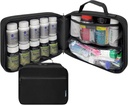 Grand organisateur de bouteille de pilule, sac de médecine, porte-médicaments, vitamines et fournitures médicales - organisateur de médecine de voyage et sac de rangement avec bandes élastiques - noir (sans serrure)