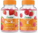 Lifeable Vitamin D3 + Vitamin K2 + Vitamin E, Gummies Bundle - Great Tasting, Vitamin Supplement, Gluten Free, GMO Free, Chewable Gummy