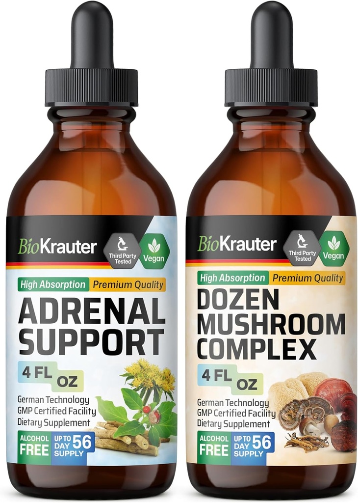 BIO KRAUTER Supporto surrenale Tincture 4 Fl. Oz. & Dozen Mushroom Tincture 4 Fl. Oz.